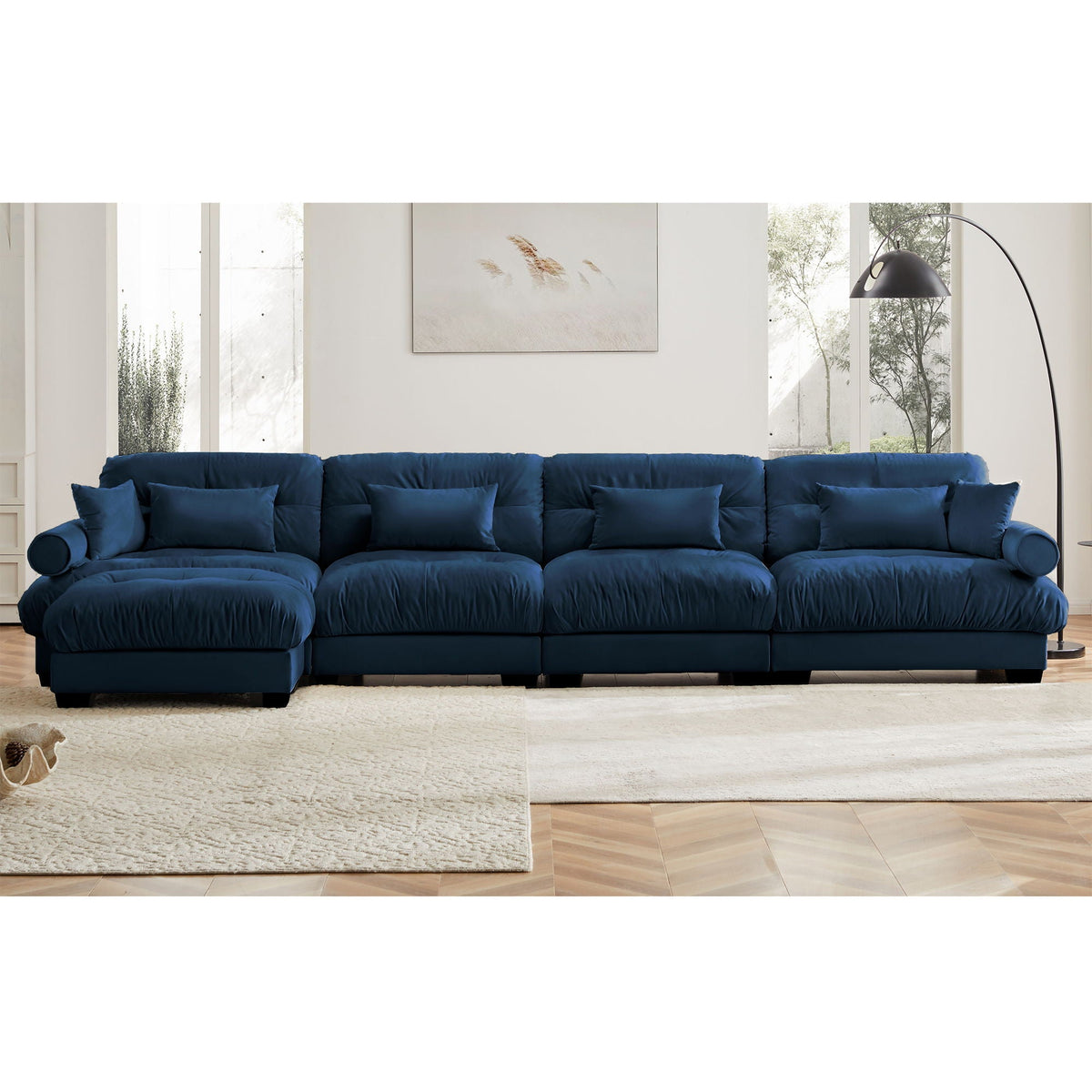 Super Comfort Oversized Modular Sectional Sofa With Movable Ottoman - Marijuana Mama