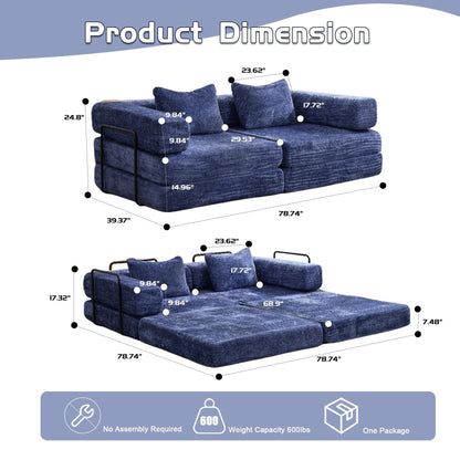 Convertible Floor Sofa Bed With Pillow Back Support Armrest - Marijuana Mama