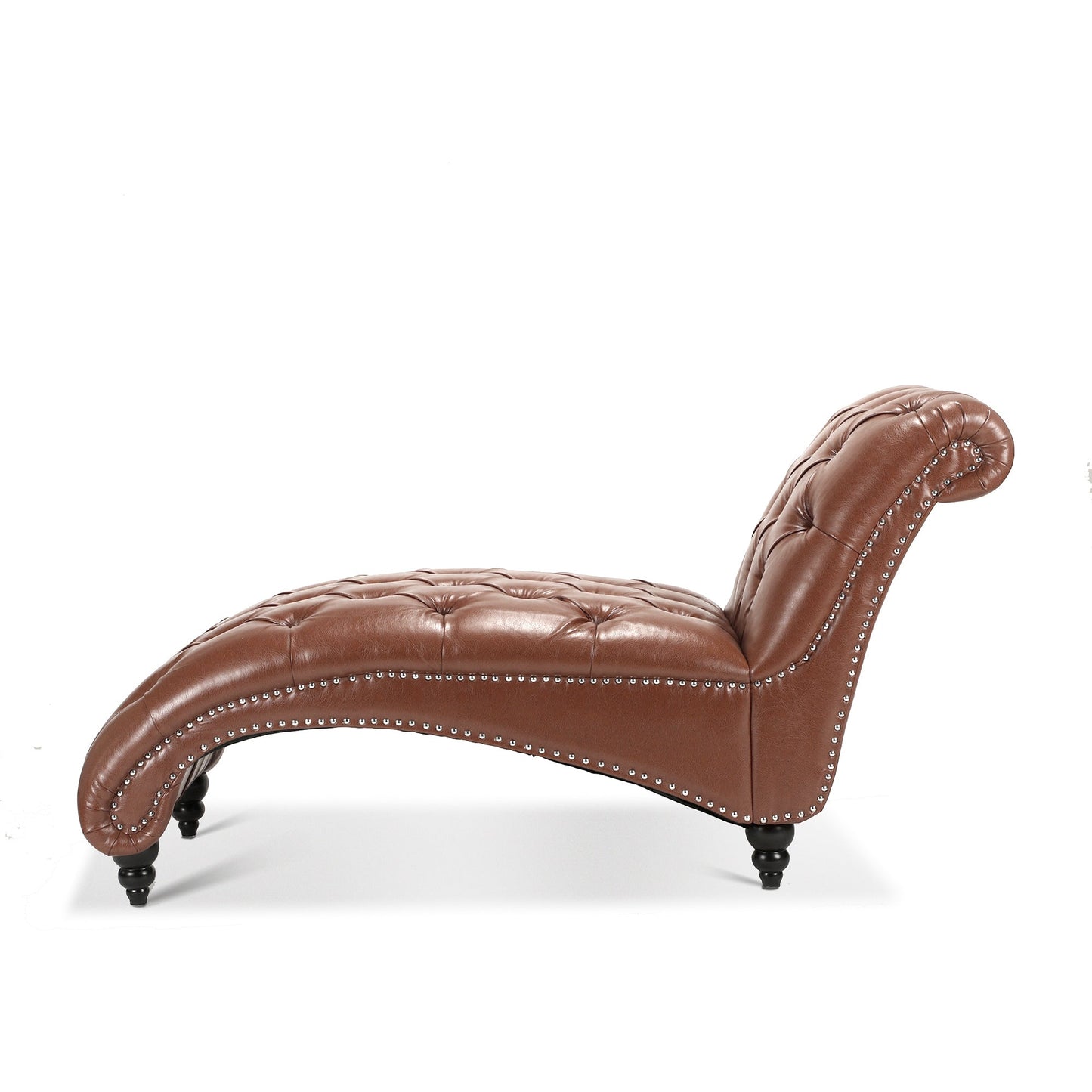 Brown Tufted Armless Chaise Lounge