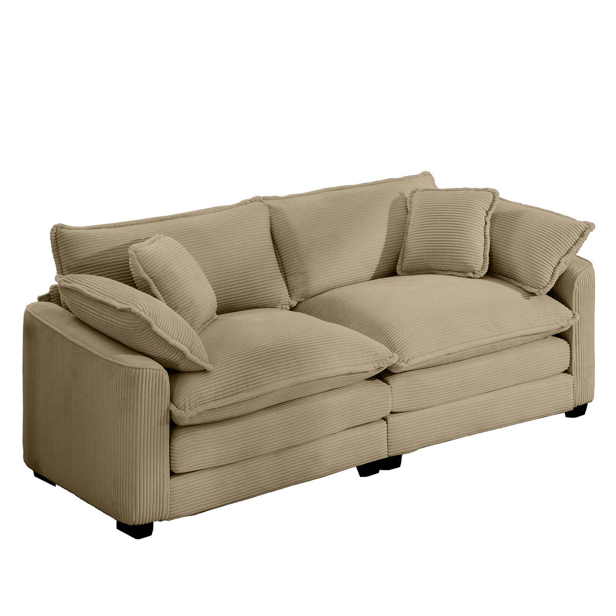 Modern 2 Seater With 4 Pillows, Upholstered Deep Seating Loveseat - Marijuana Mama