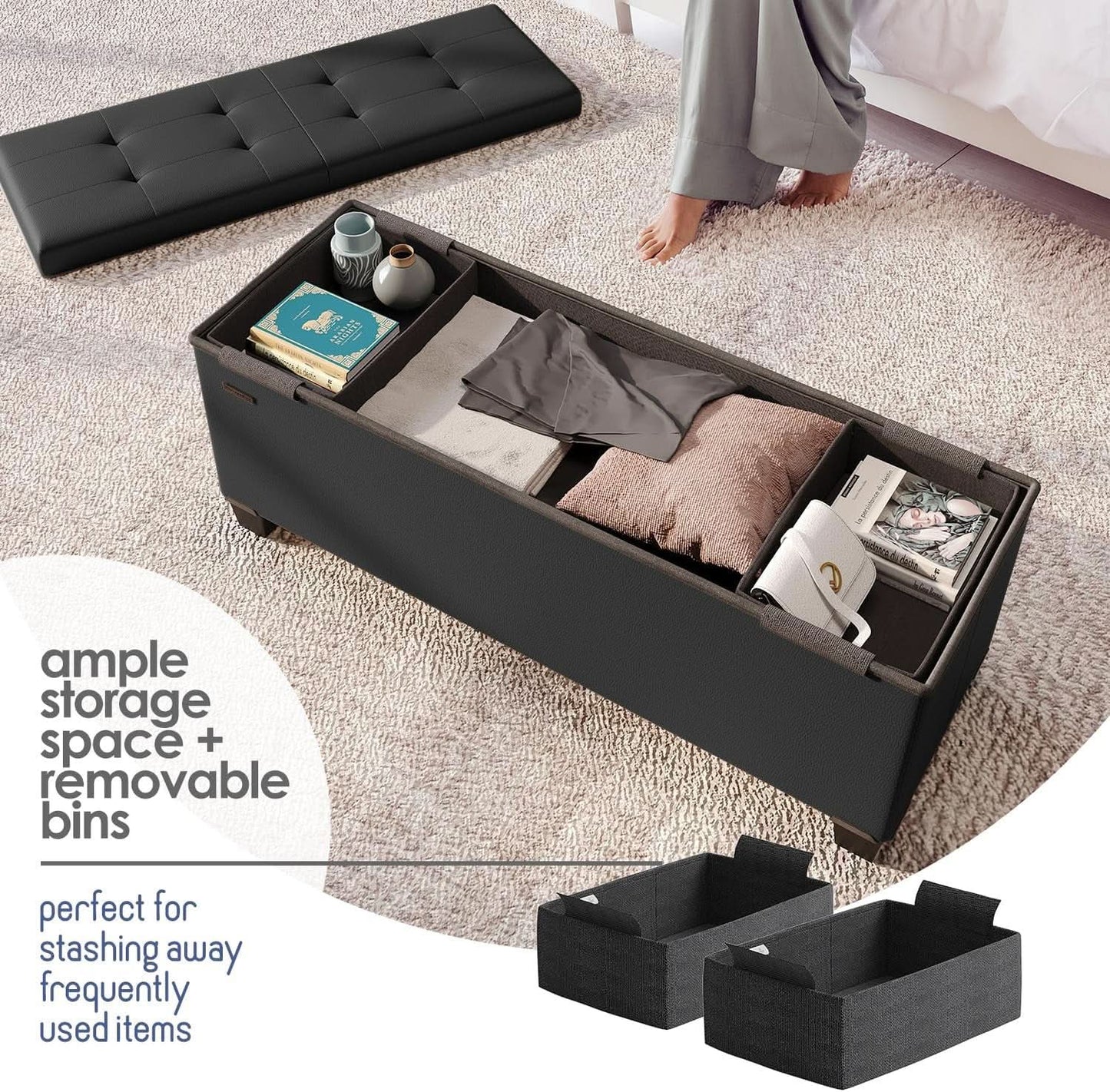 Black Forty Multifunctional Storage Bench