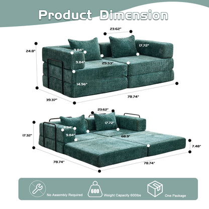 Convertible Floor Sofa Bed With Pillow Back Support Armrest - Marijuana Mama