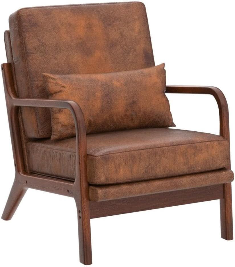 Midcentury Modern Accent Chair Set-Brown Microfiber - Marijuana Mama