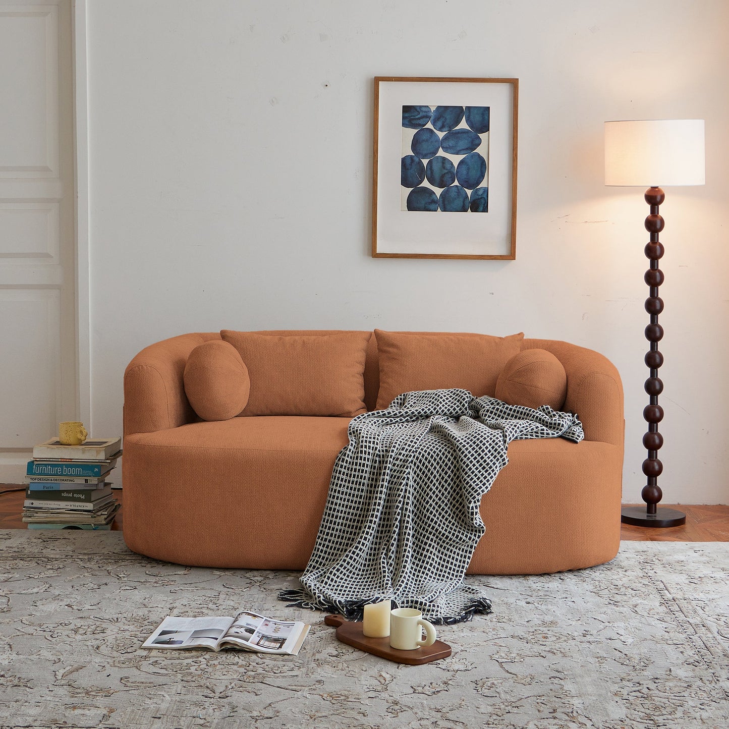 Chenille Memory Foam Loveseat- Orange