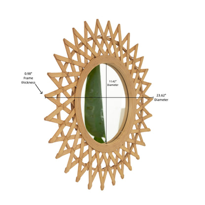 Round Hemp Rope Diamond Pattern Wall Mirror