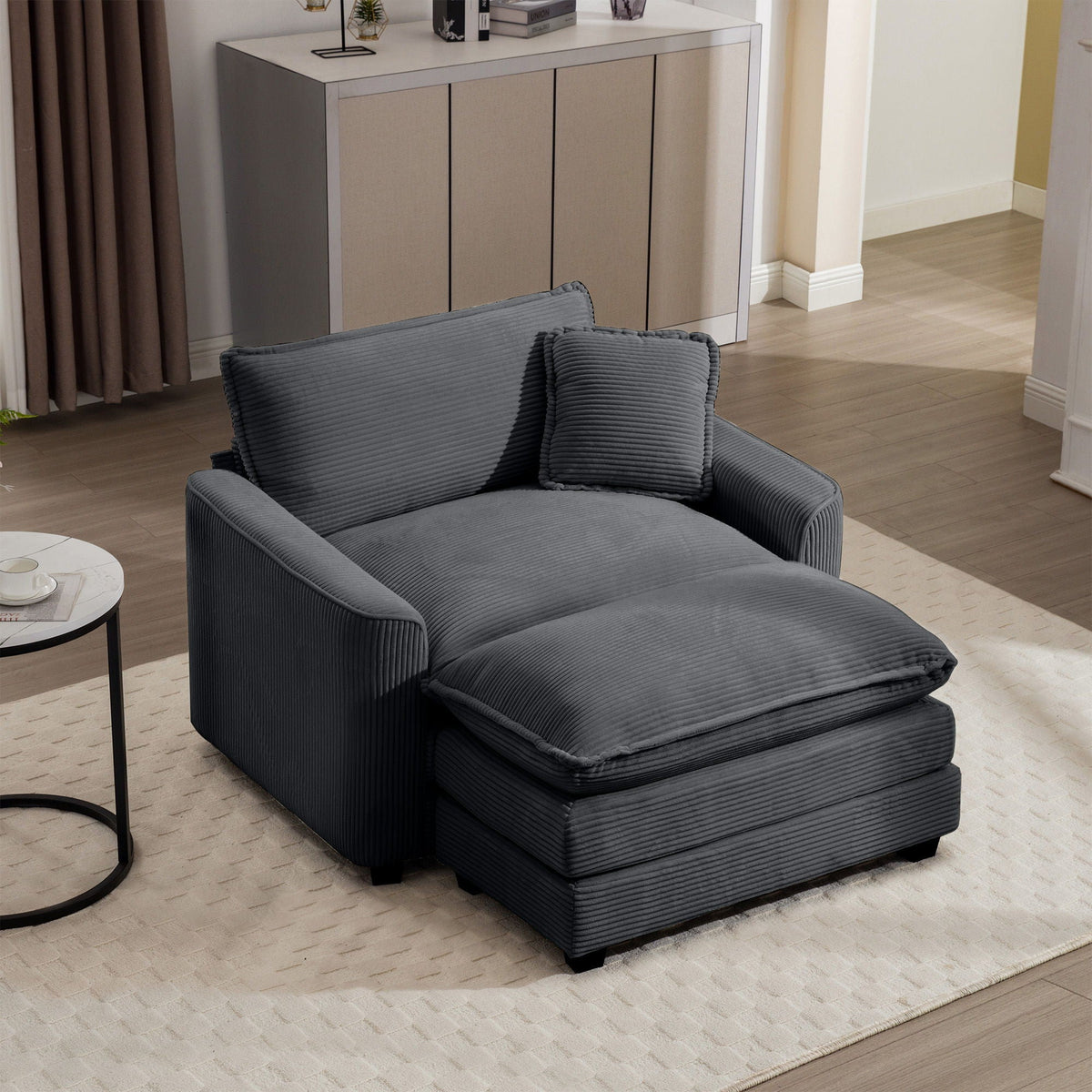 Classic Modern Comfortable Single Chair Deep Seat Sofa With Footstool - Marijuana Mama