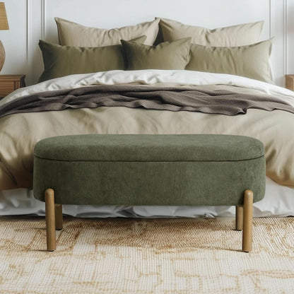 Green Oversized Storage Solution Bench Ottoman