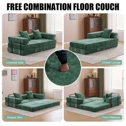 Convertible Floor Sofa Bed With Pillow Back Support Armrest - Marijuana Mama