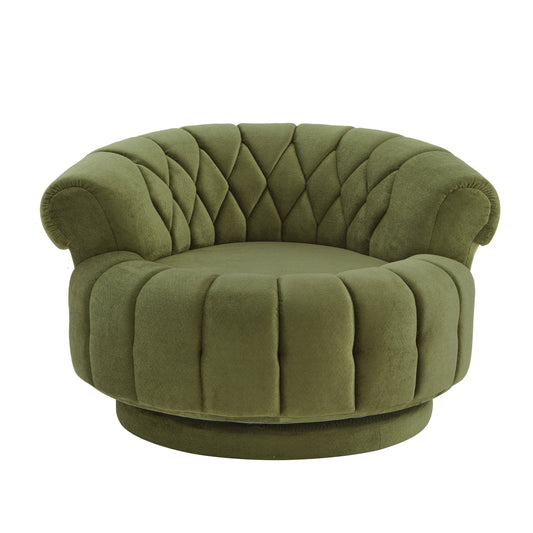 Swivel Accent Chair 360 Degree Chenille Green Oversized Round