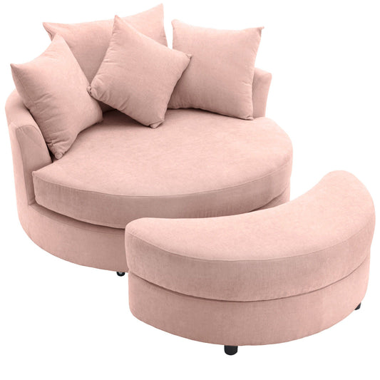 360° Swivel Accent Barrel Chair With Storage Ottoman & 4 Pillows - Marijuana Mama
