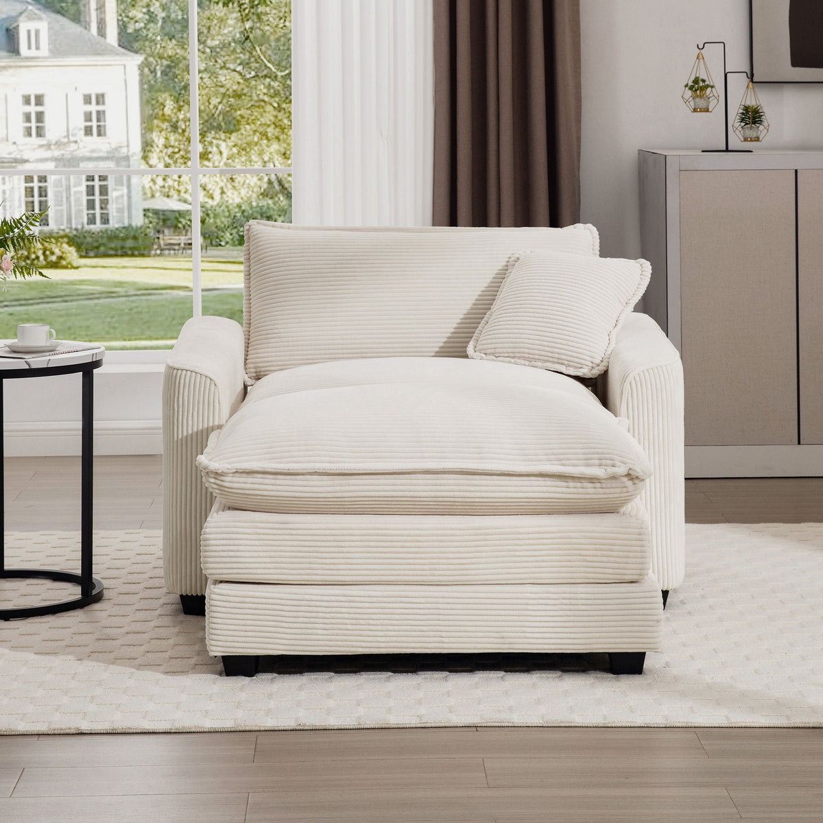 Classic Modern Comfortable Single Chair Deep Seat Sofa With Footstool - Marijuana Mama