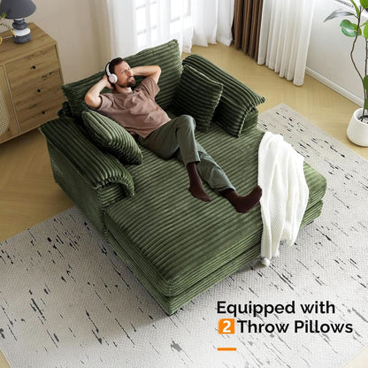 Oversized Corduroy Lounge Chair With Armrests