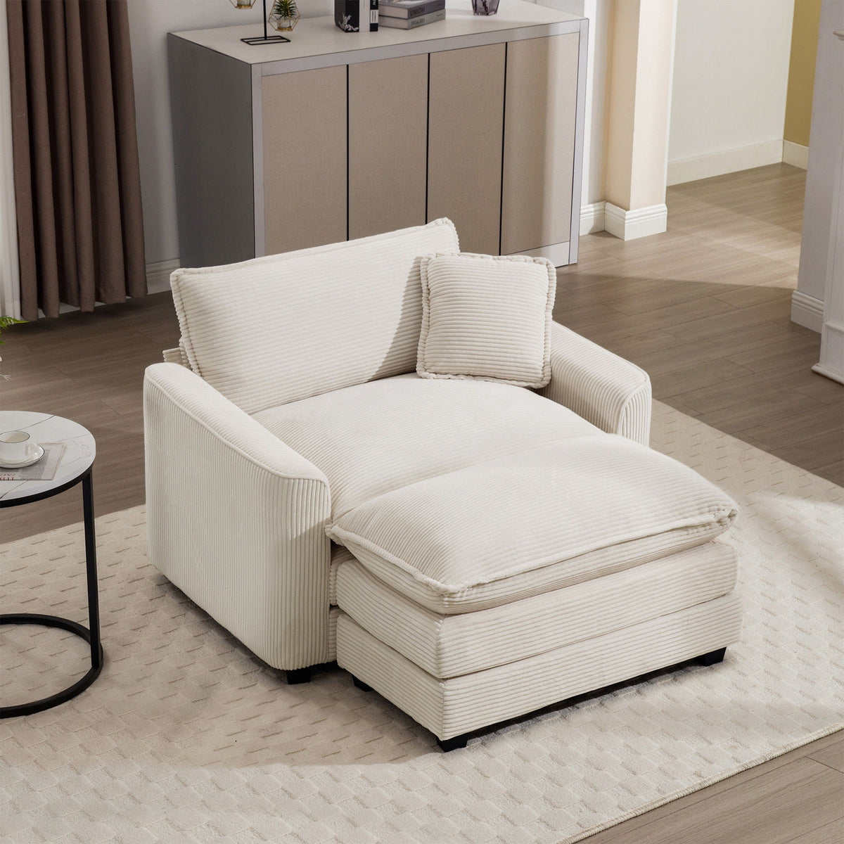 Classic Modern Comfortable Single Chair Deep Seat Sofa With Footstool - Marijuana Mama