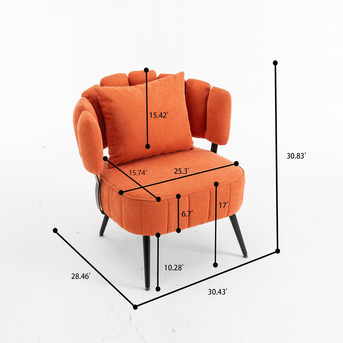 Chenille Orange Accent Chair
