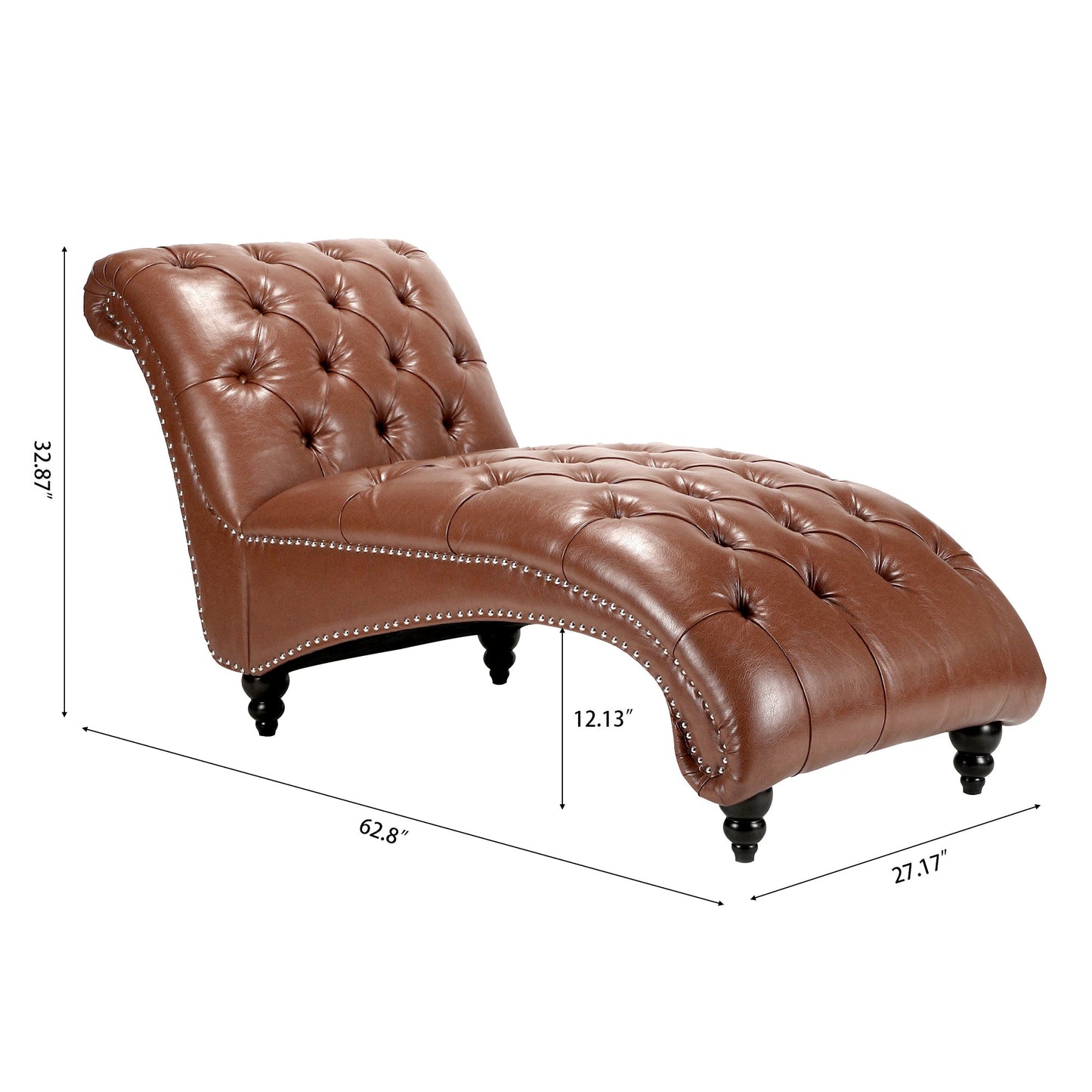 Brown Tufted Armless Chaise Lounge