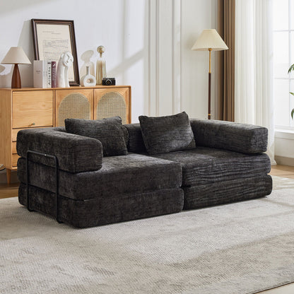 Convertible Floor Sofa Bed With Pillow Back Support Armrest - Marijuana Mama