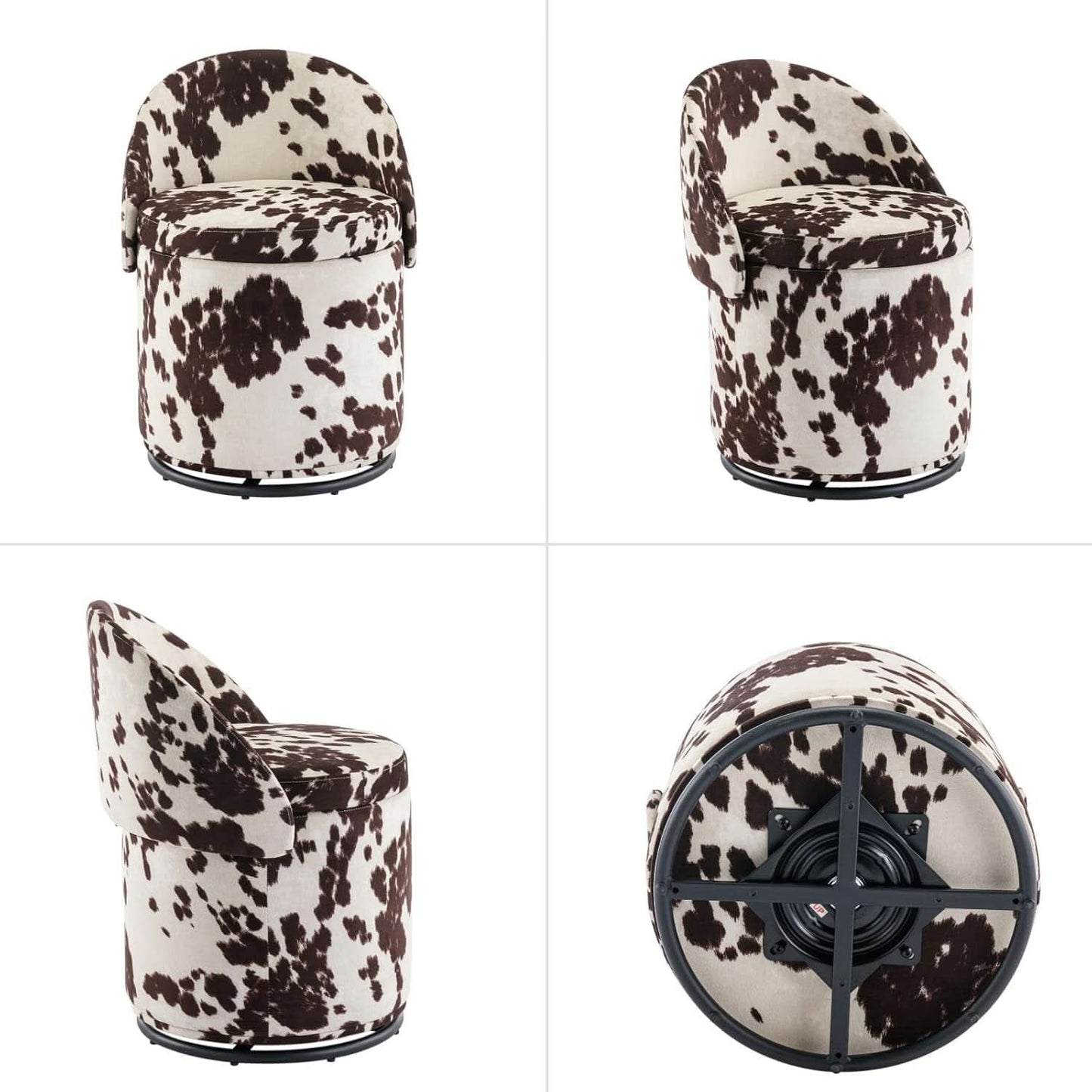 Milk Cow Velvet Upholstered Storage Swivel Chair