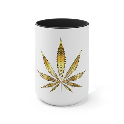 Gold Pot Leaf Coffee Mug