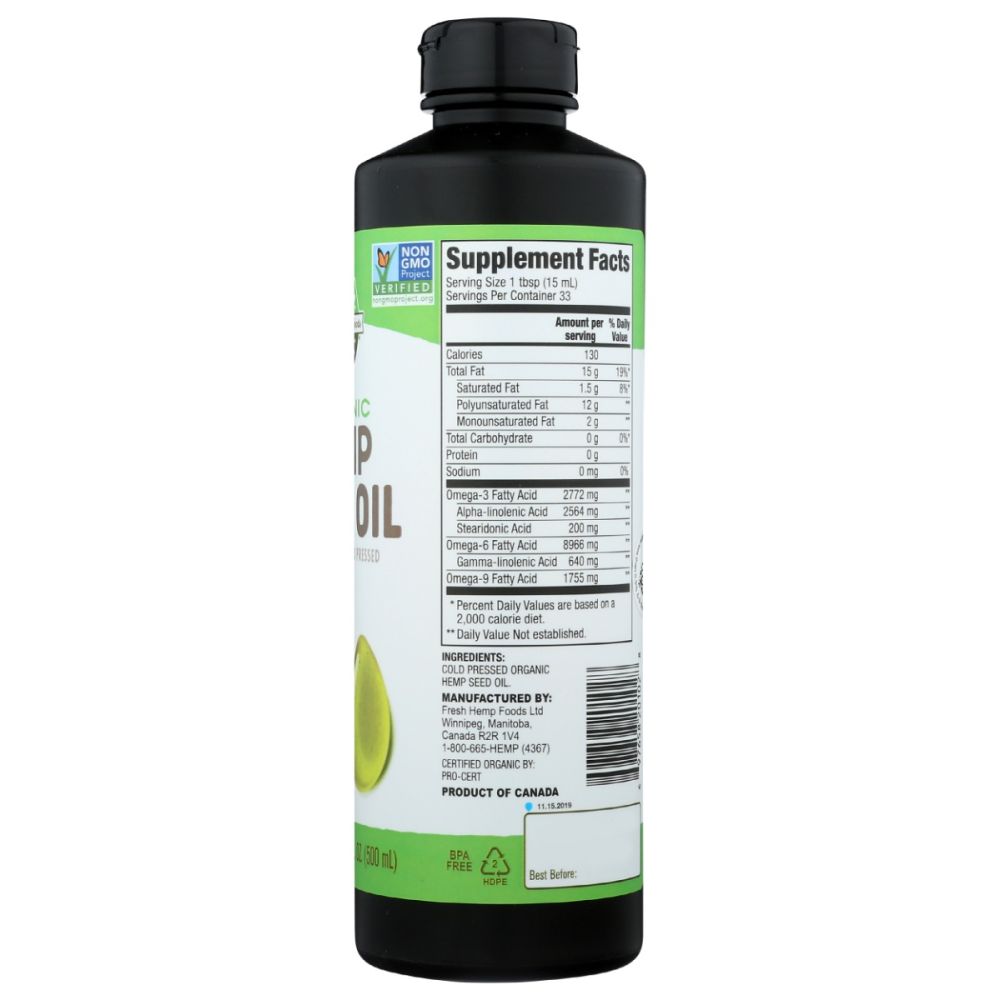 Organic Hemp Seed Oil, 16.9 oz