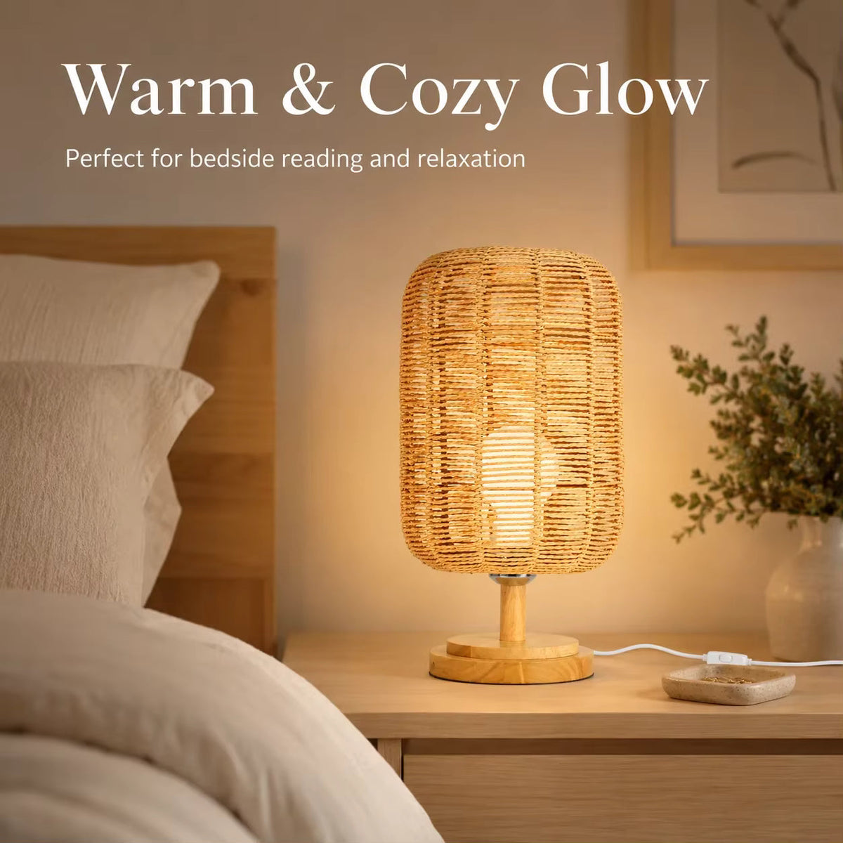 Handcrafted Natural Hemp Rope Table Lamp - Marijuana Mama