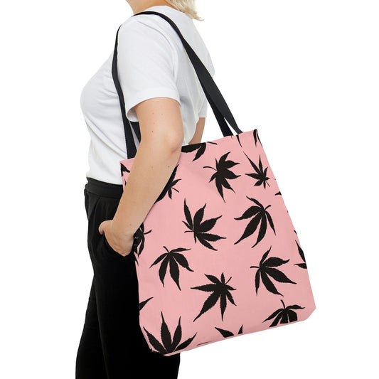 Marijuana Leaves Pink Tote Bag