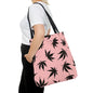 Marijuana Leaves Pink Tote Bag