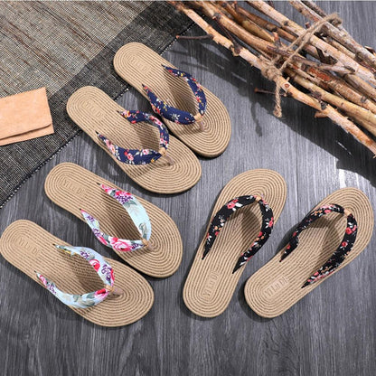 Hemp Floral Flip Flops