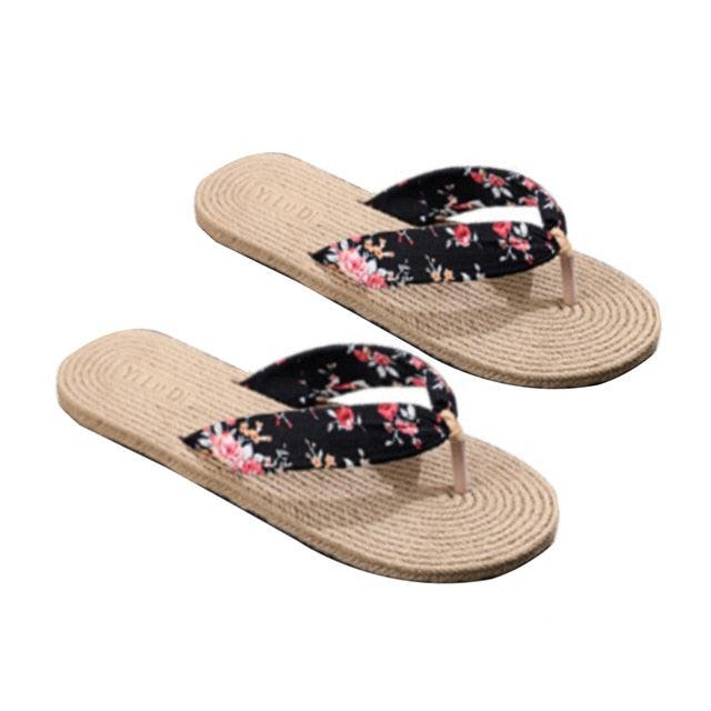 Hemp Floral Flip Flops