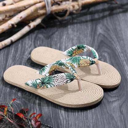 Hemp Floral Flip Flops