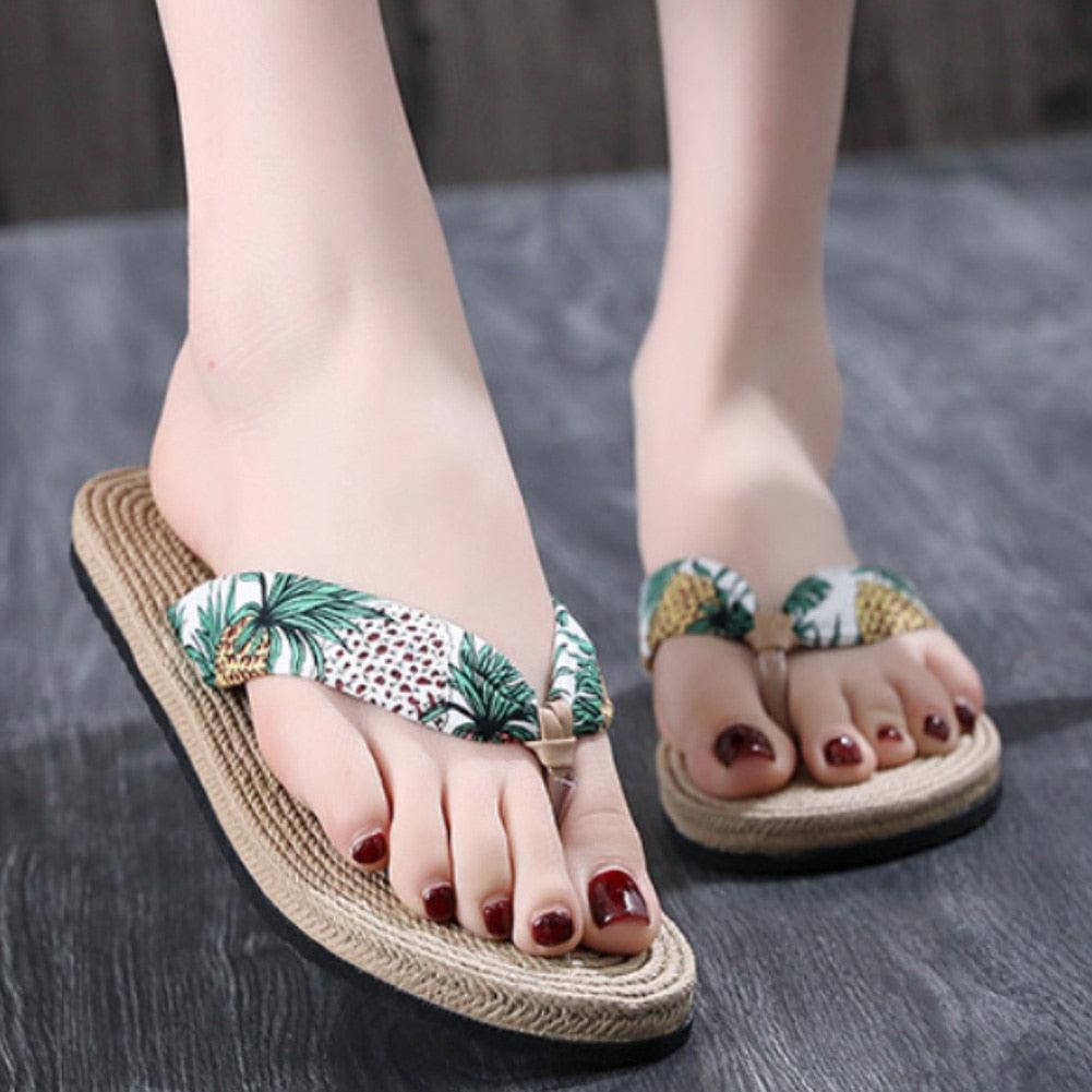 Hemp Floral Flip Flops