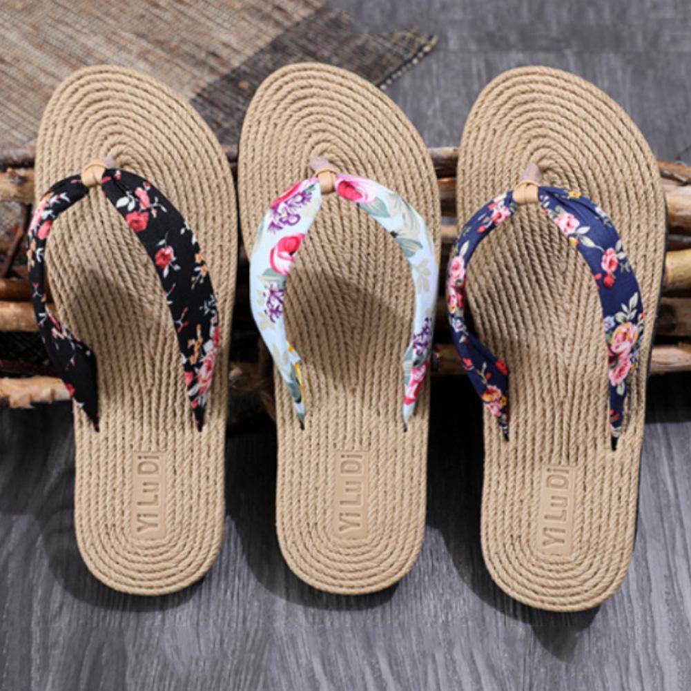 Hemp Floral Flip Flops