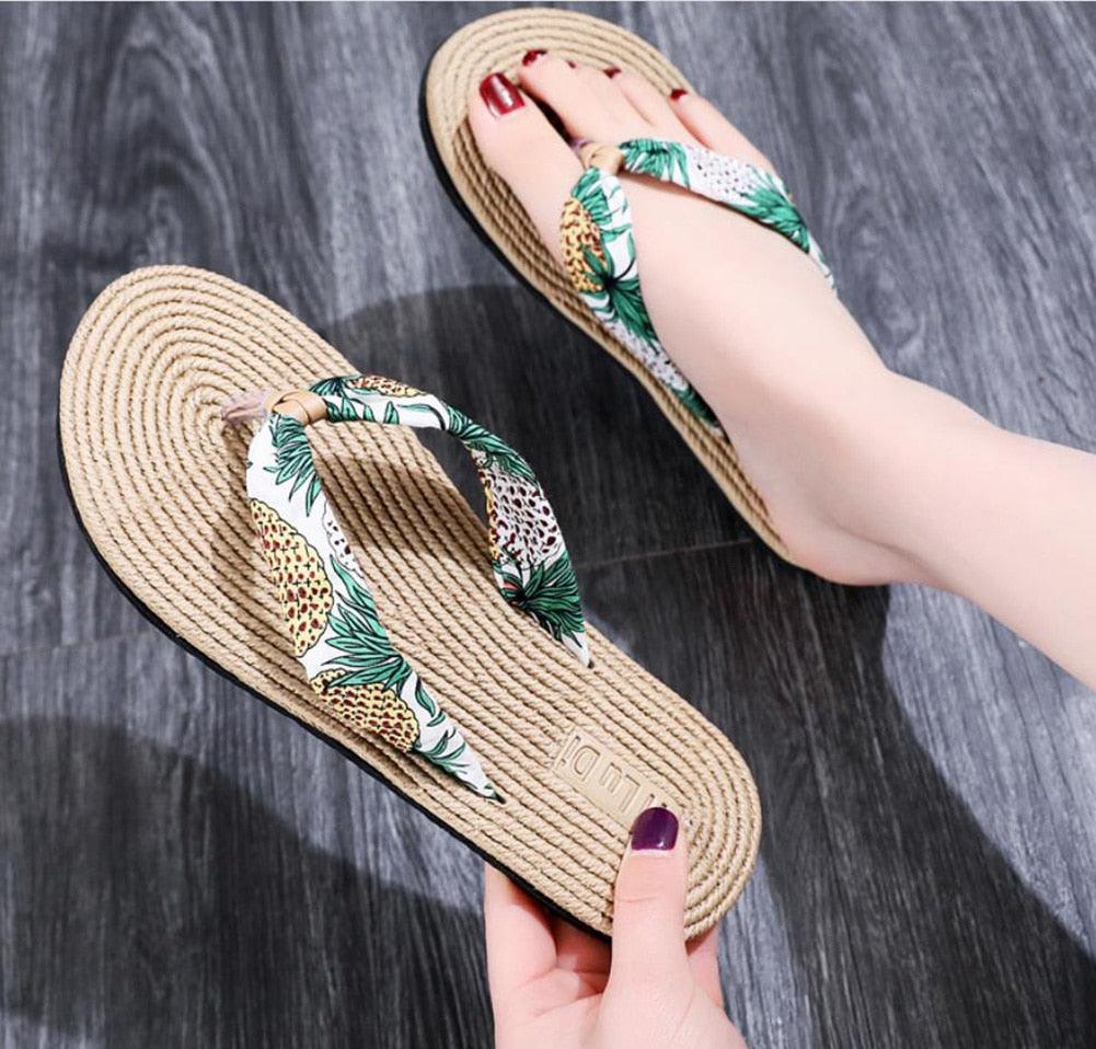 Hemp Floral Flip Flops