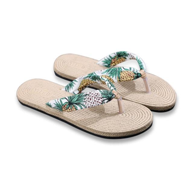 Hemp Floral Flip Flops