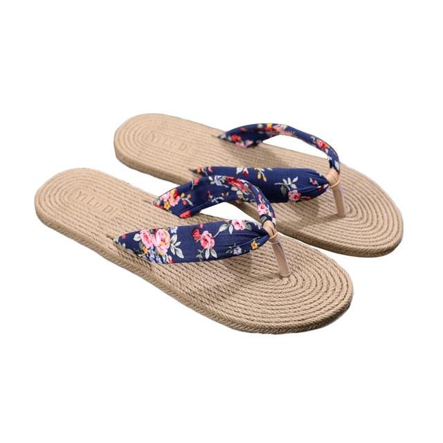 Hemp Floral Flip Flops