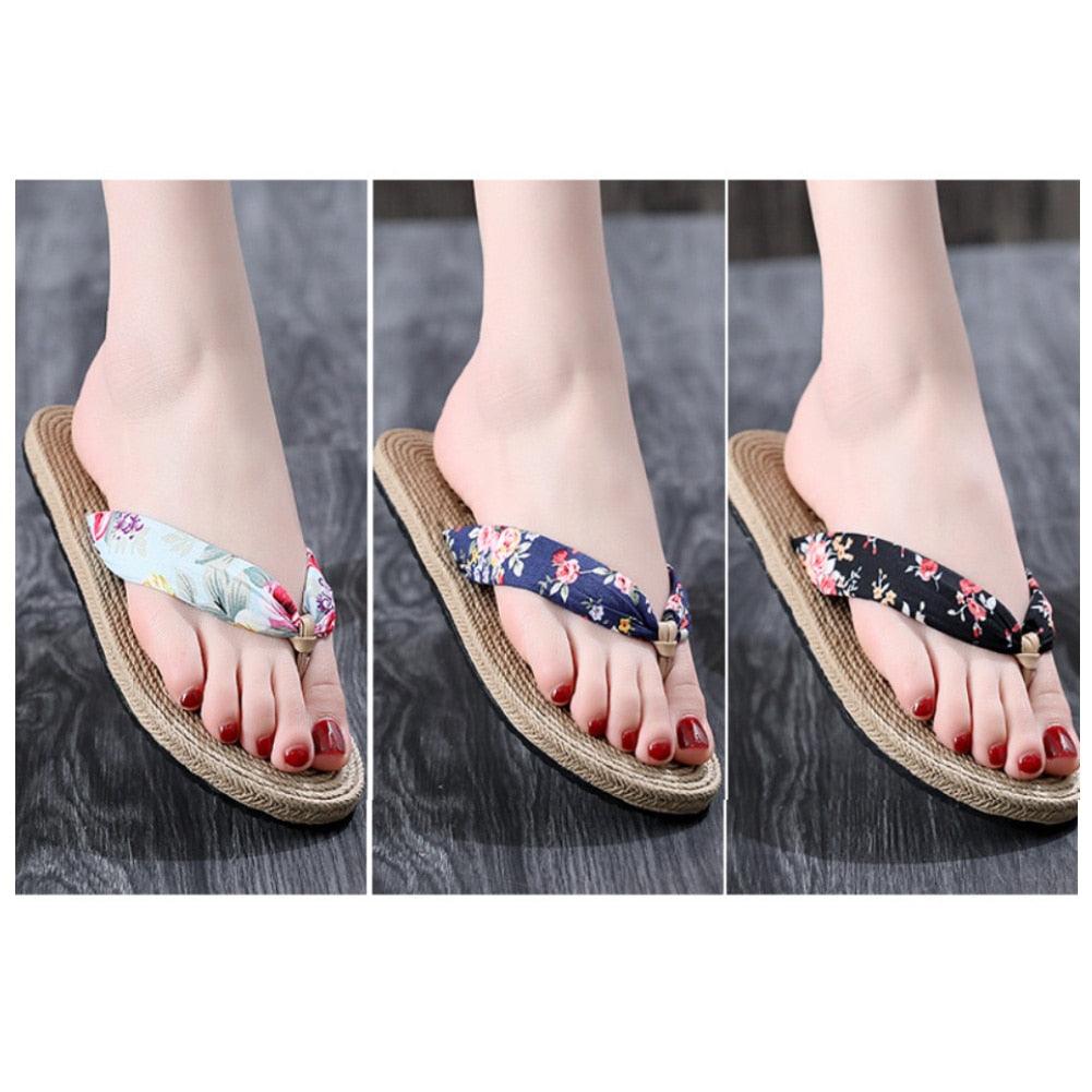Hemp Floral Flip Flops