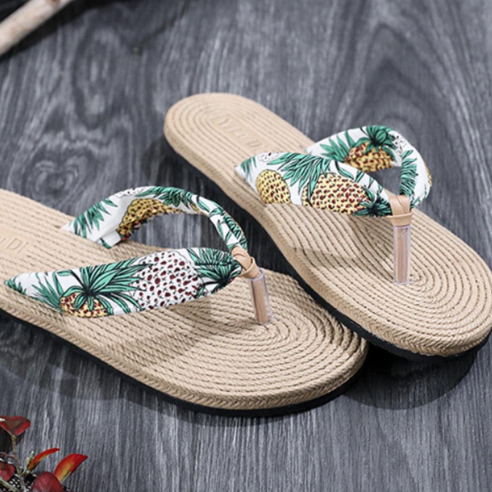 Hemp Floral Flip Flops